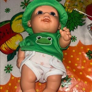 Green Frog Baby Doll with Hat